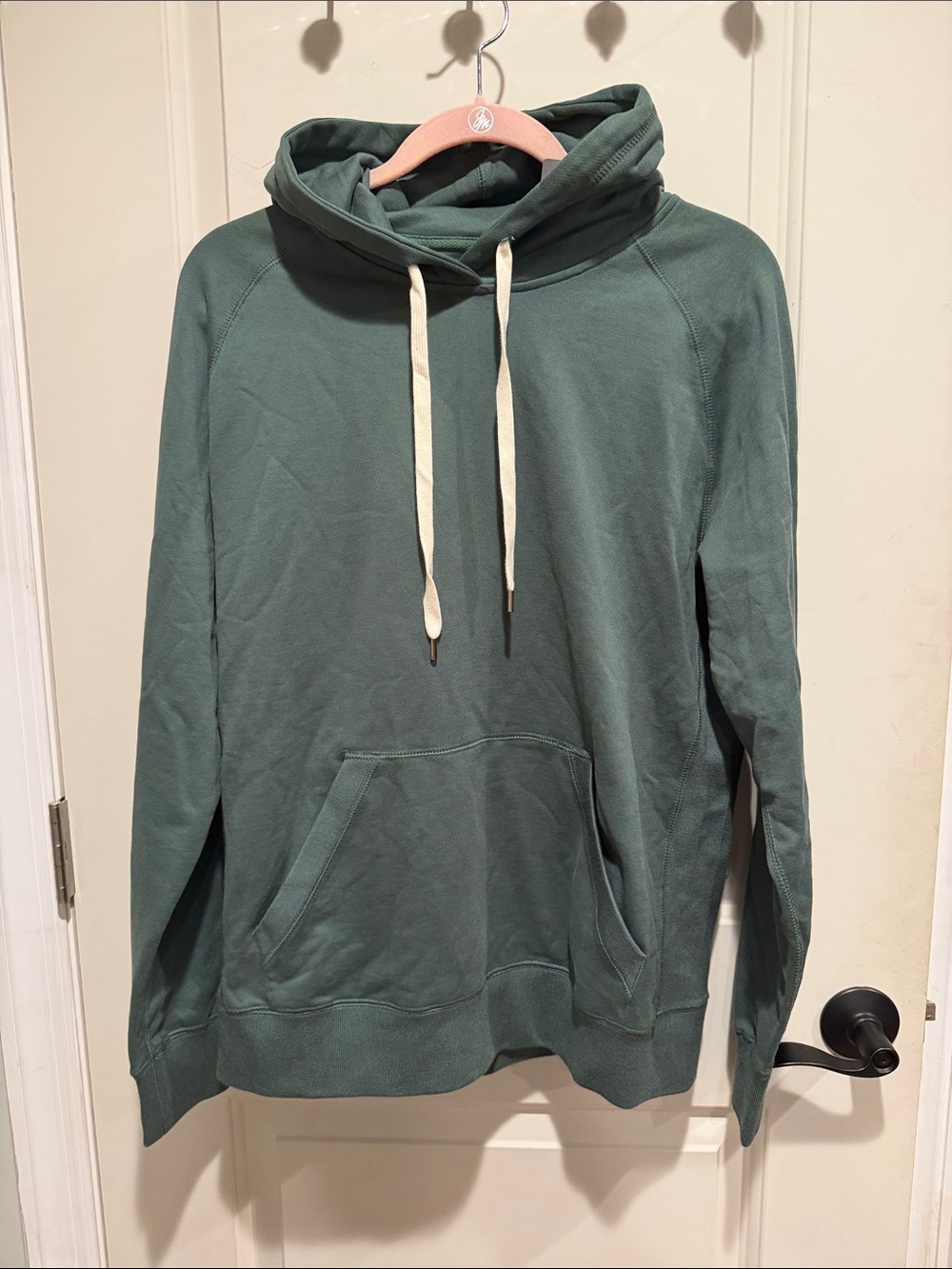 Green Pullover Hoodie with Contrast Drawstrings